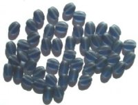 50 8x6mm Transparent Matte Montana Blue Flat Oval Glass Beads